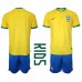 Brazilië Babykleding Thuisshirt Kinderen WK 2022 Korte Mouwen (+ korte broeken)